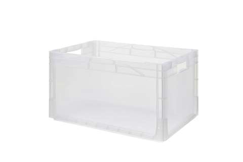 Qubb - EN Stacking bin Budget Crystal 61l - 600x400x325mm - closed sides and closed reinforced bottom  Qubb - EN Stacking bin Budget Crystal 61l - 600x400x325mm - closed sides and closed reinforced bottom