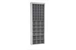 Mobil Plastic - Metal wall cabinet incl. 48 pcs Crystal box tilt bins - 665x250x2000mm 