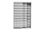 Mobil Plastic - Metal wall cabinet incl. 120 pcs Crystal box tilt bins - 1270x600x1950mm 