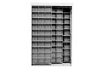 Mobil Plastic - Metal wall cabinet incl. 120 pcs Crystal box tilt bins - 1270x600x1950mm 