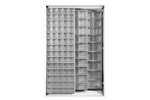Mobil Plastic - Metal wall cabinet incl. 154 pcs Crystal box tilt bins - 1270x600x1950mm 