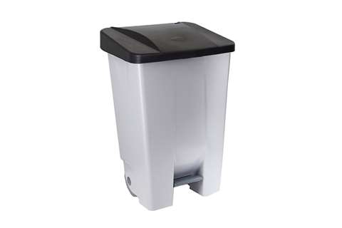 Qubb - Pedal waste bin 80l - grey body - coloured lid 490x415x735mm    Qubb - Pedal waste bin 80l - grey body - coloured lid 490x415x735mm