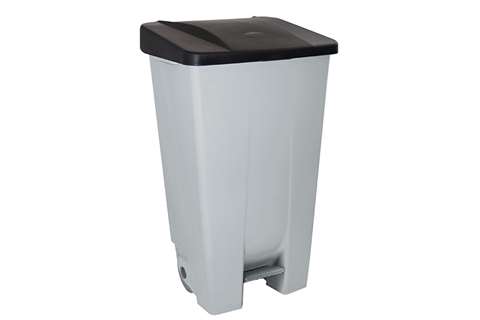 Qubb - Pedal waste bin 120l - grey body - coloured lid 510x425x875mm    Qubb - Pedal waste bin 120l - grey body - coloured lid 510x425x875mm