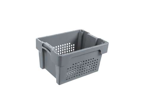 Rotary stacking container 400x300x220mm bottom and sides perforated