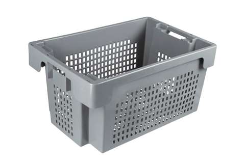 Rotary stacking container 600x400x300mm bottom and sides perforated