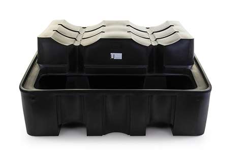 Qubb - Leak tray - 2 lying barrels - 450l - 1375x1350x635mm  Qubb - Leak tray - 2 lying barrels - 450l - 1375x1350x635mm