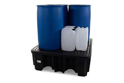 Qubb - Spillpallet for 4 drums - 485l - black - with grid - not for DE/AT  Qubb - Spillpallet for 4 drums - 485l - black - with grid - not for DE/AT
