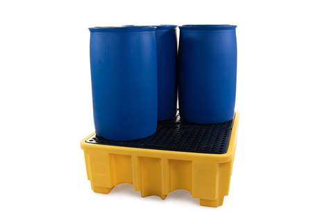 Qubb - Spillpallet for 4 drums - 485l - black - with grid - not for DE/AT  Qubb - Spillpallet for 4 drums - 485l - black - with grid - not for DE/AT