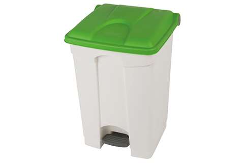 Probbax - Rectangular step-on waste bin 45l - white body + coloured lid 600x390x410mm  Probbax - Rectangular step-on waste bin 45l - white body + coloured lid 600x390x410mm