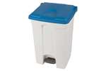 Probbax - Rectangular step-on waste bin 45l white body + coloured lid 600x390x410mm