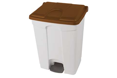 Probbax - Rectangular step-on waste bin 70l - white body+coloured lid - 670x410x490mm  Probbax - Rectangular step-on waste bin 70l - white body+coloured lid - 670x410x490mm