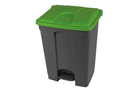 Probbax - Rectangular step-on waste bin 70l - grey body+coloured lid 670x410x490mm  Probbax - Rectangular step-on waste bin 70l - grey body+coloured lid 670x410x490mm