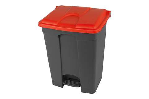 Probbax - Rectangular step-on waste bin 70l - grey body+coloured lid 670x410x490mm  Probbax - Rectangular step-on waste bin 70l - grey body+coloured lid 670x410x490mm