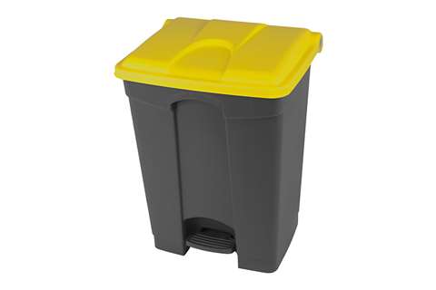 Probbax - Rectangular step-on waste bin 70l - grey body+coloured lid 670x410x490mm  Probbax - Rectangular step-on waste bin 70l - grey body+coloured lid 670x410x490mm
