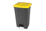 Probbax - Rectangular step-on waste bin 90l grey body + coloured lid 500x412x820mm