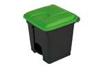 Probbax - Rectangular step-on waste bin 30l recycled body + lid 410x398x435mm