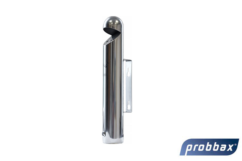 Cendrier mural tubulaire avec capot 1.7l - inox brillant - jusqu'a 510 megots 