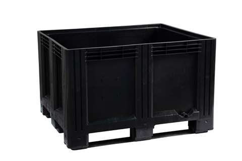 Caisse-palette 1200x1000x780 mm - plein - 3 semelles - 610 l matiere recyclee