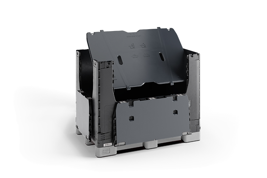 Basefold 708l - 1210x811x988mm - 3 skids - incl. lid and divider - 2 flap doors 