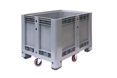 Caisse palette 1200x800x630mm - plein - 4 roues centrales - 330 l