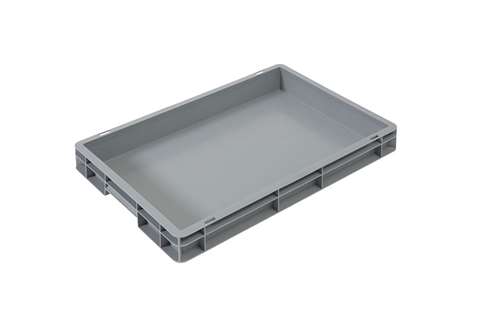 EN Stacking bin Budget Grey 12,5l - 600x400x73mm - closed sides and bottom - closed handles