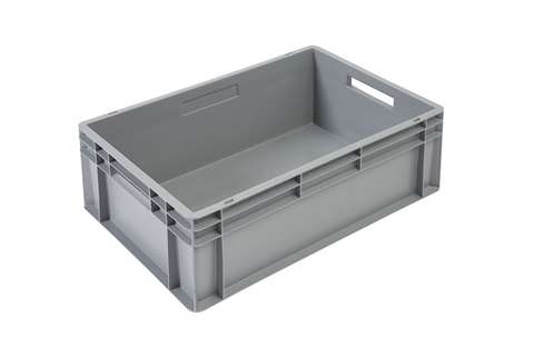 EN-Stapelbehälter Budget Grey 42l - 600x400x220mm - geschlossene Wände und Boden - offen Griffe