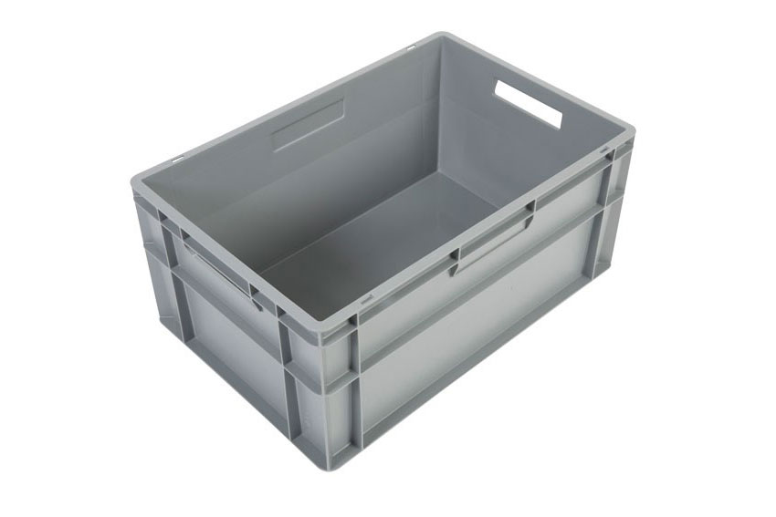 EN Stacking bin Budget Grey 52l - 600x400x270mm - closed sides and bottom - open handles 