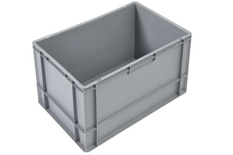 EN-Stapelbehälter Budget Grey 76l - 600x400x400mm - geschlossene Wände und Boden - geschl. Griffe