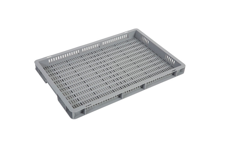 EN Stacking bin Budget Grey 8l - 600x400x50mm - perforated sides and bottom - closed handles 