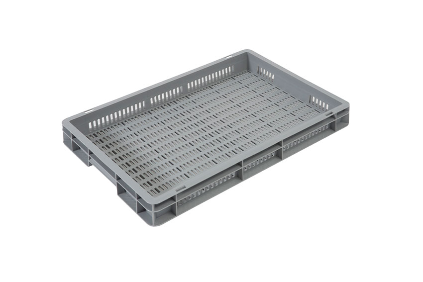 EN Bac gerbable Budget Grey 12,5l - 600x400x70mm - parois et fond perforés - poignées fermées 