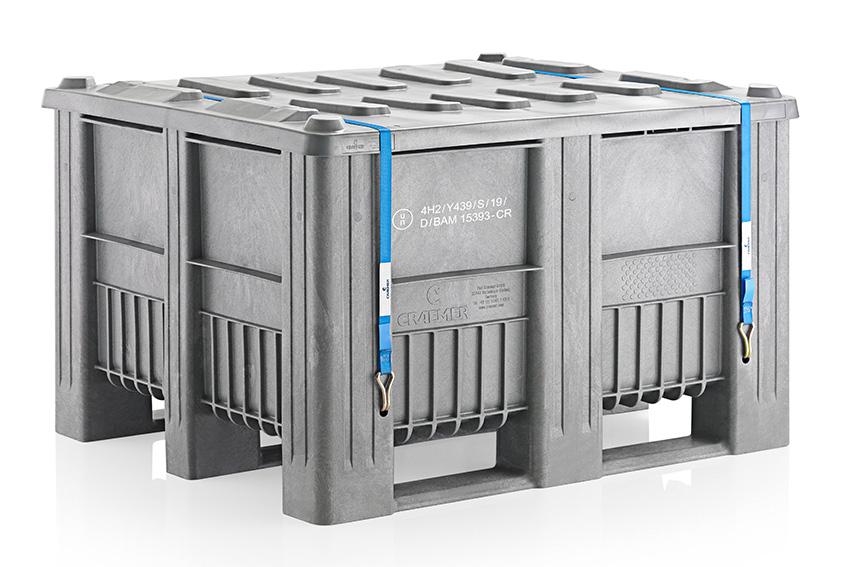 Pallet box incl lid and straps - 1200x1000x740mm - 610l - un approved 