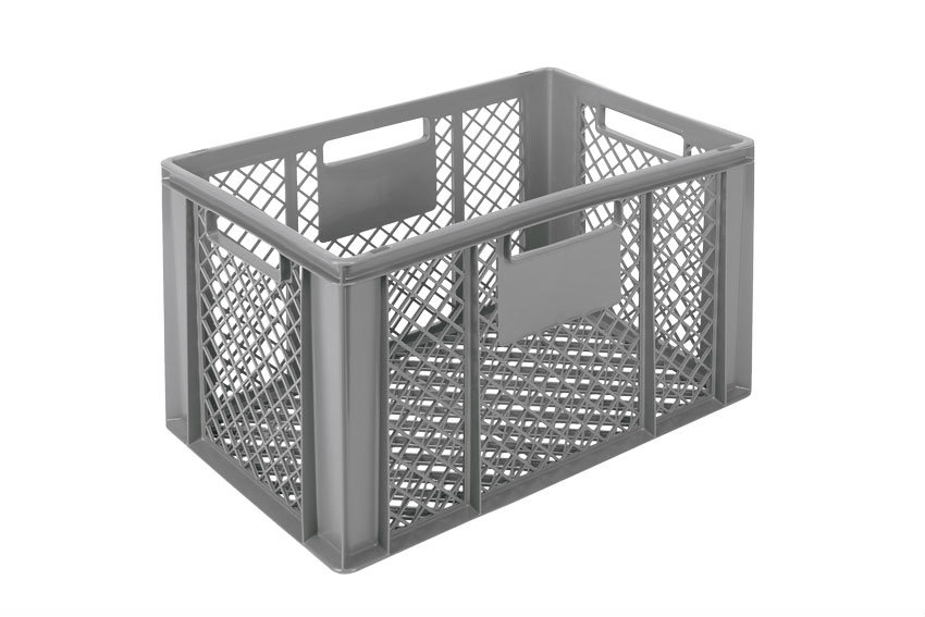 EN Stacking bin Classic 69l - 600x400x350mm - sides and bottom perforated - open handles 