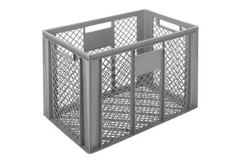 EN-Stapelbehälter Classic 83l - 600x400x426mm - perforierte wände und boden - offen Griffe