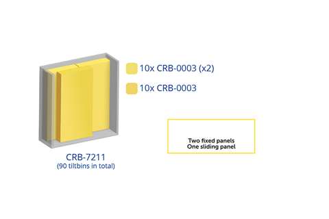 Armoire murale en métal incl. 90 pcs Crystal box blocs-tiroirs basculants - 1270x400x1950mm