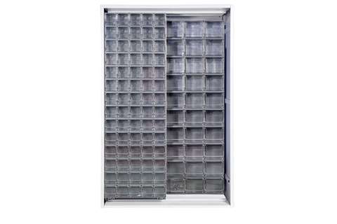 Armoire murale en métal incl. 130 pcs Crystal box blocs-tiroirs basculants - 1270x400x1950mm