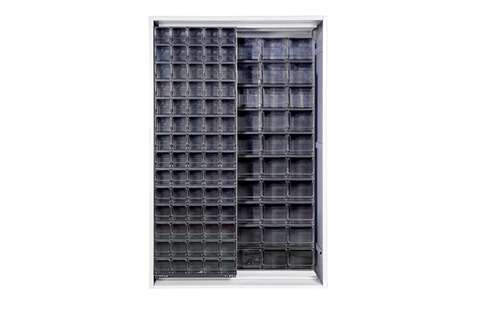 Armoire murale en métal incl. 130 pcs Crystal box blocs-tiroirs basculants - 1270x400x1950mm