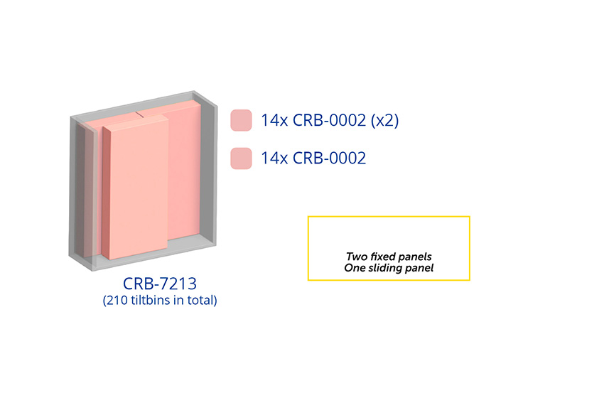 Armoire murale en métal incl. 210 pcs Crystal box blocs-tiroirs basculants - 1270x400x1950mm 