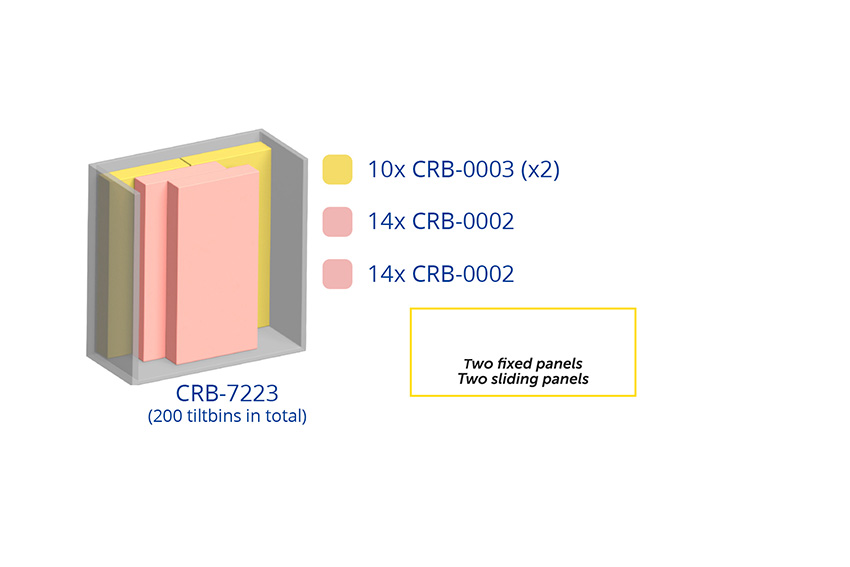 Metall Schränke Inkl. 200 Stück Kippbehältermodule Crystal box - 1270x600x1950mm 