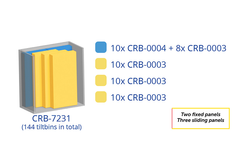 Armoire murale en métal incl. 144 pcs Crystal box blocs-tiroirs basculants - 1270x800x1950mm 