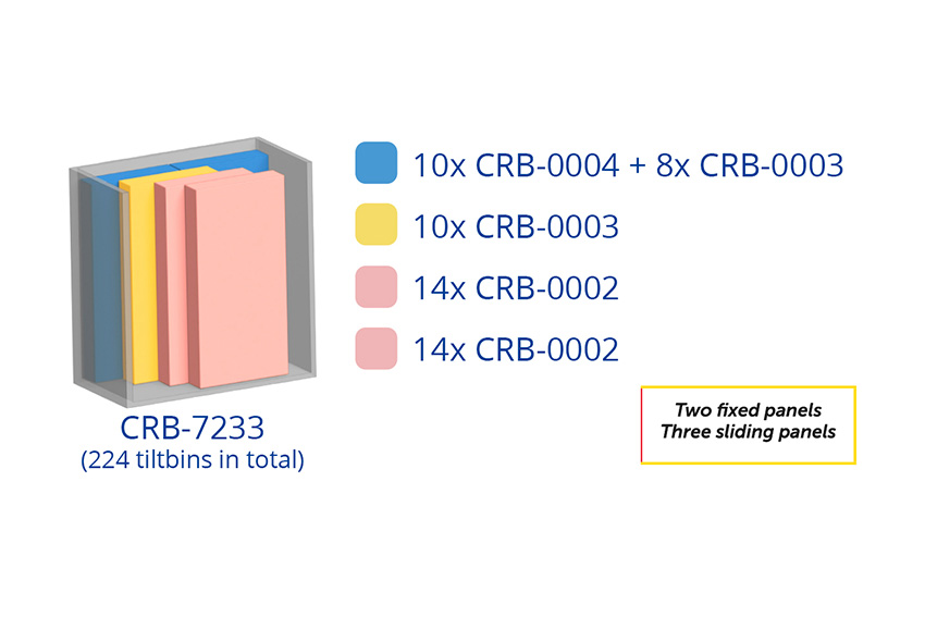 Armoire murale en métal incl. 224 pcs Crystal box blocs-tiroirs basculants - 1270x800x1950mm 