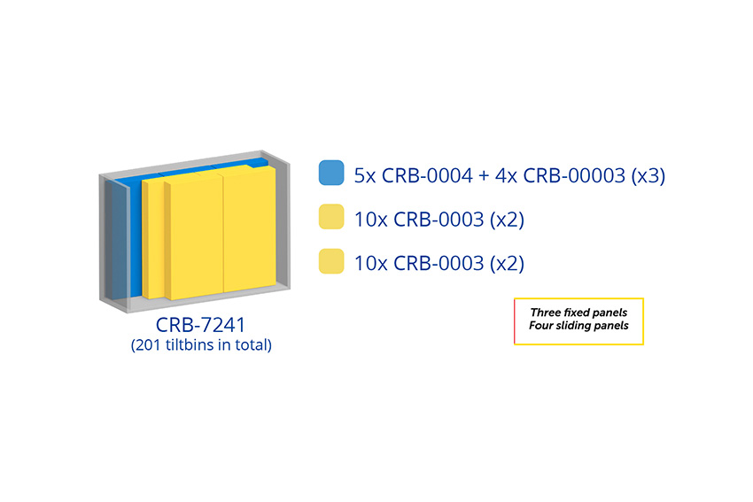 Armoire murale en métal incl. 201 pcs Crystal box blocs-tiroirs basculants - 1870x800x1950mm 