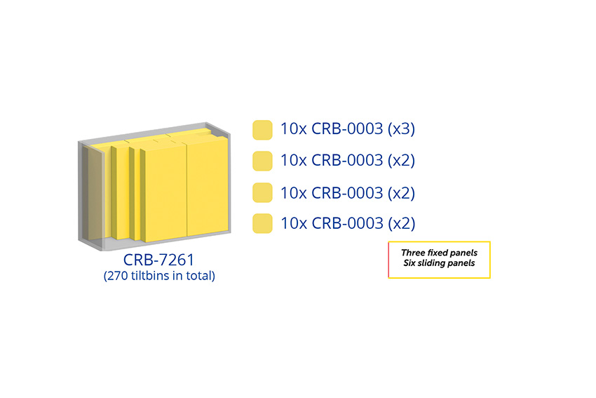 Armoire murale en métal incl. 270 pcs Crystal box blocs-tiroirs basculants - 1870x800x1950mm 
