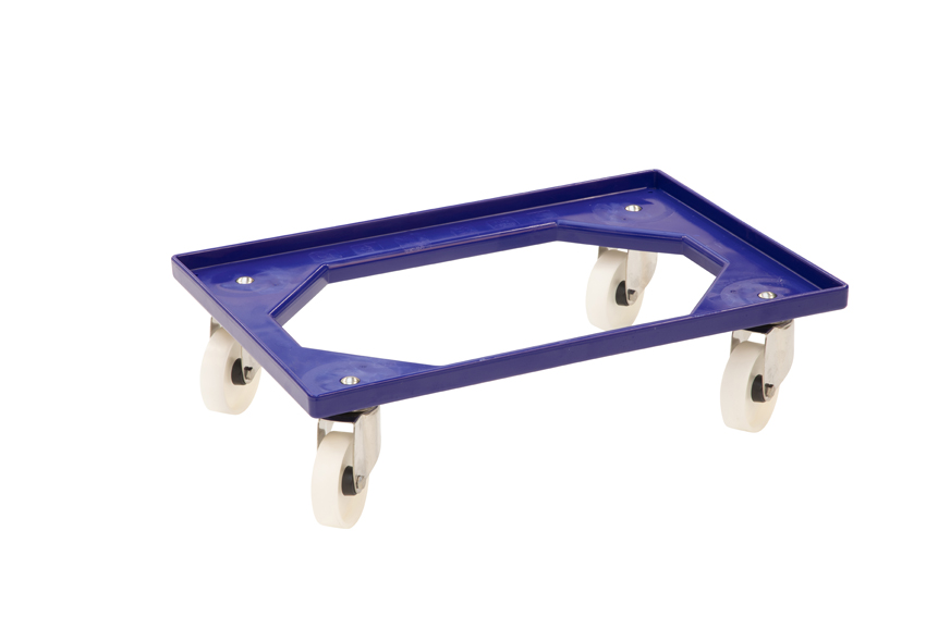 Chariot de transport Food - 4 roues pivotantes en PA - cadre en ABS - fourches en inox 