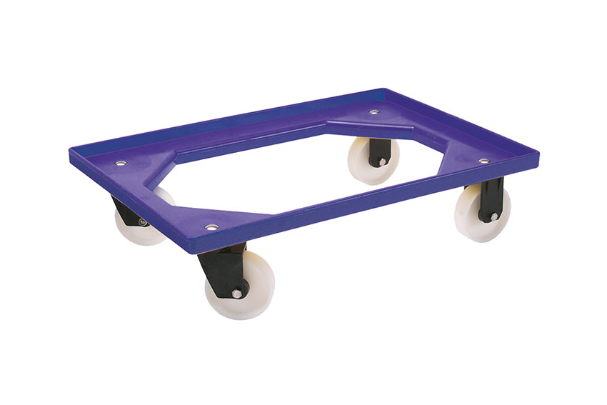 Chariot de transport Food - 2 roues pivotantes + 2 roues fixes en PA - cadre en ABS - fourches en PA 