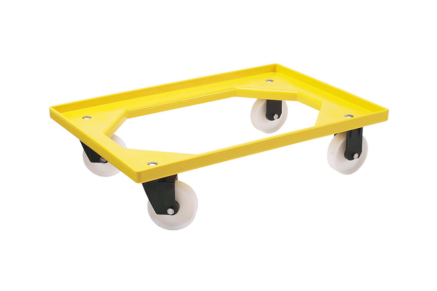 Chariot de transport Food - 2 roues pivotantes + 2 roues fixes en PA - cadre en ABS - fourches en PA 