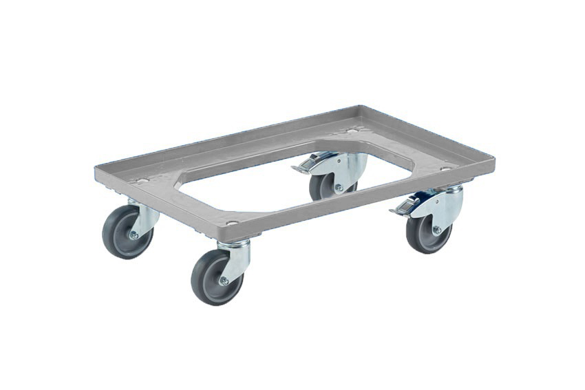 Transport undercarriage Industry - 2 fixed + 2 swivel rubber castors - ABS frame - galvanized forks 
