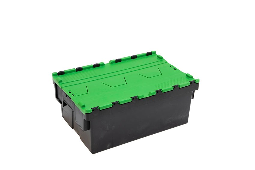 Deckelkisten Ergo 40L – 600x400x250mm - Schwarzer Körper + farbiger Deckel - Regenerat 