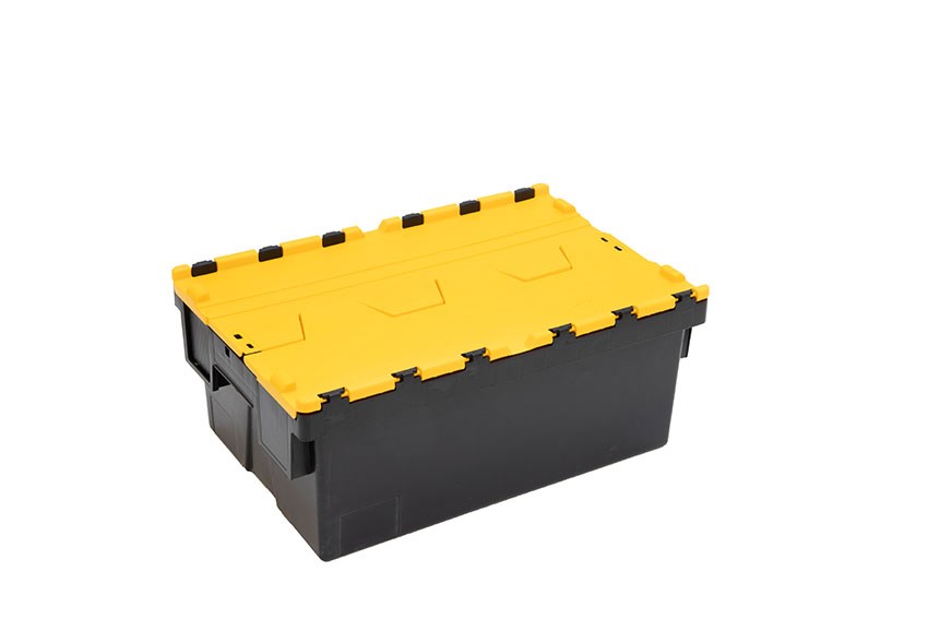 Deckelkisten Ergo 40L – 600x400x250mm - Schwarzer Körper + farbiger Deckel - Regenerat 