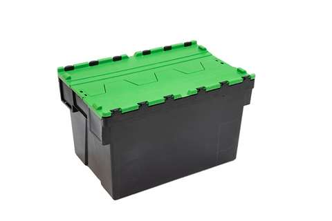 Bac navette Ergo 63L – 600x400x367mm - bac noir + couvercle coloris - Régénéré