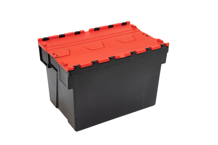 Deckelkisten Ergo 69L – 600x400x400mm - Schwarzer Körper + farbiger Deckel - Regenerat 